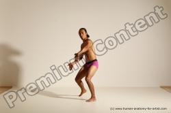 Underwear Martial art Man Asian Standing poses - ALL Slim Long Black Standing poses - simple Dynamic poses Academic